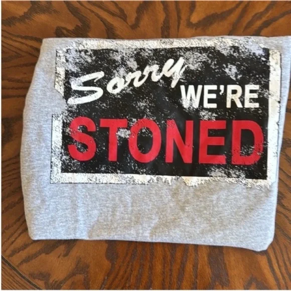 Sorry We're Stoned Graphic Tee in Heather Gray - Picture 4 of 9